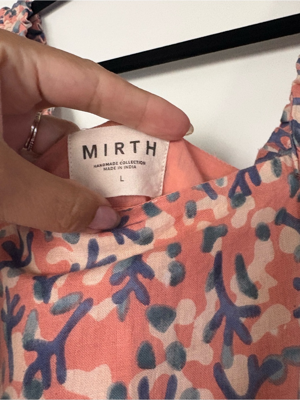 MIRTH Newport midi dress in geranium size L coral cotton - Picture 7 of 16